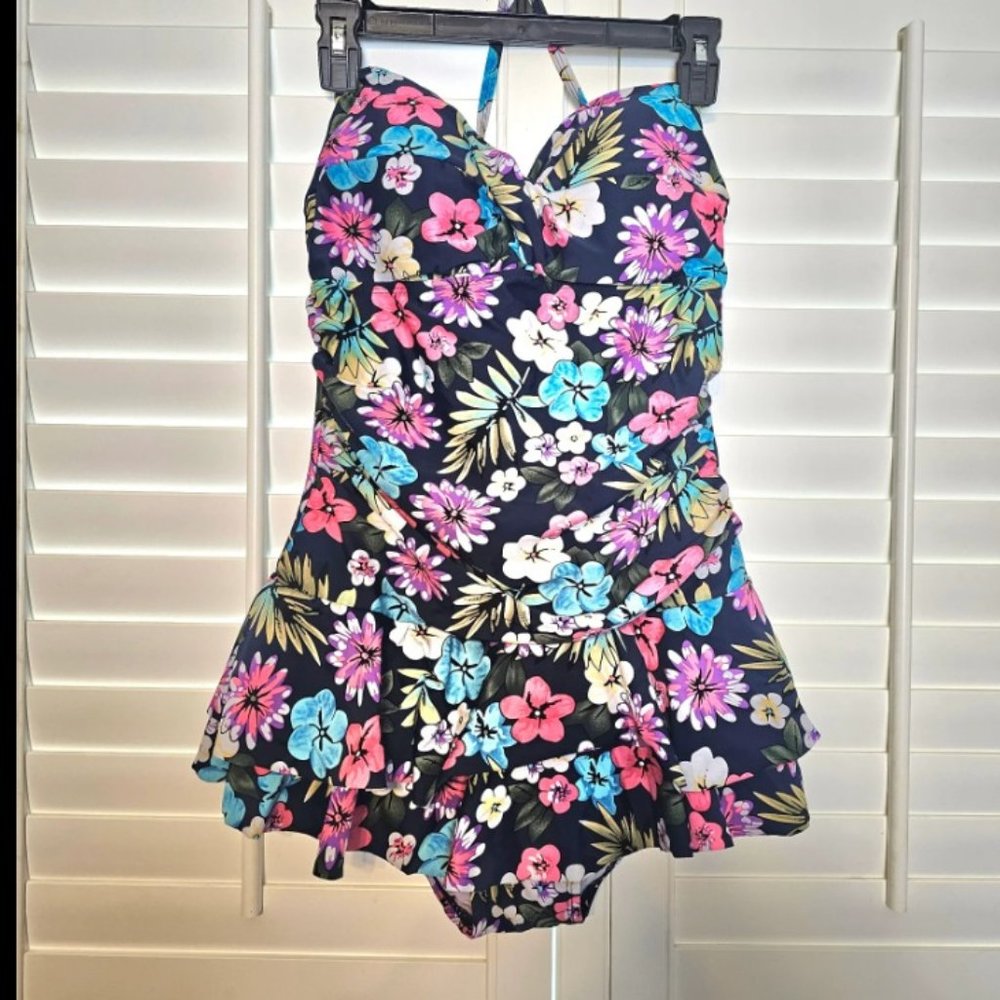 LAST CHANCE One Piece Halter Swimsuit, Size 16